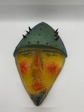 Art Glass Mask by Diane Ferland Cassandre Handmade Canada VTG Brutalist Signed